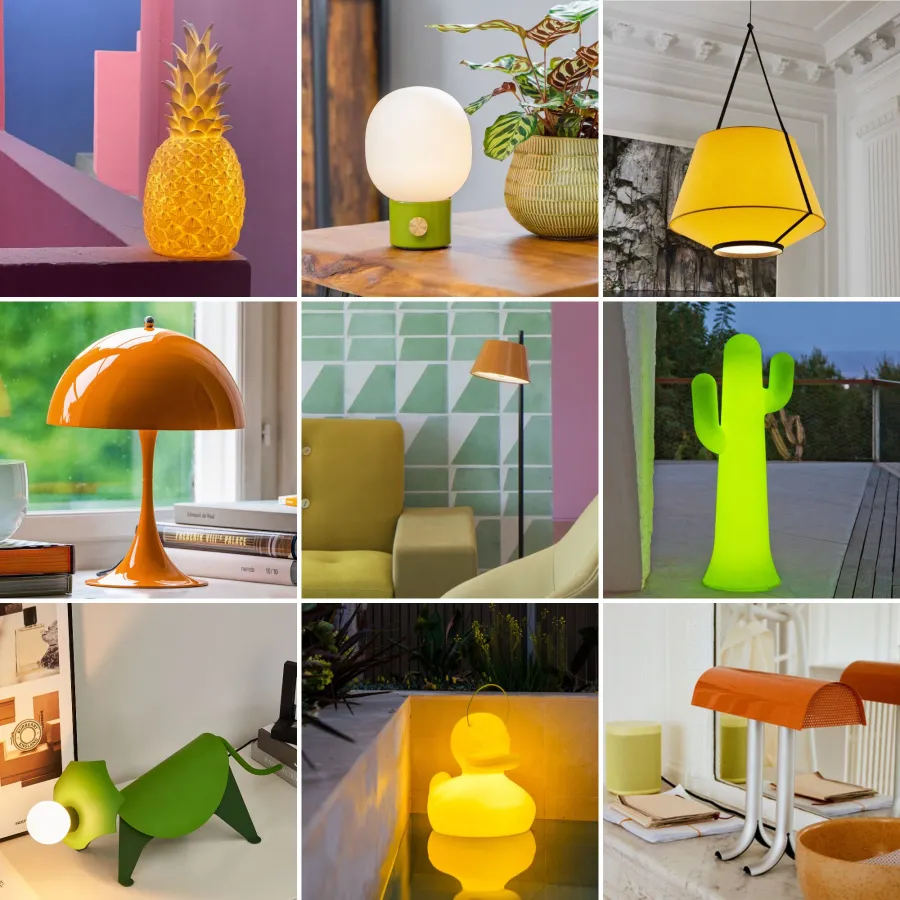 Leuchtende Citrus-Vibes in Zitronengelb, Mandarinorange und Limettengrün  (© Lampenwelt.de)