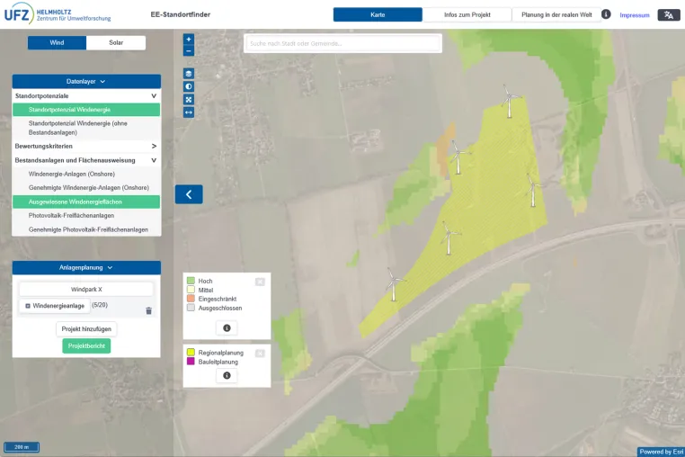 EE-Standortfinder hilft bei der Suche nach geeigneten Flächen für Wind- und Solarenergie / Interaktives Webtool online Bild: EE-Standortfinder hilft bei der Suche nach geeigneten Flächen für Wind- und Solarenergie / Interaktives Webtool online