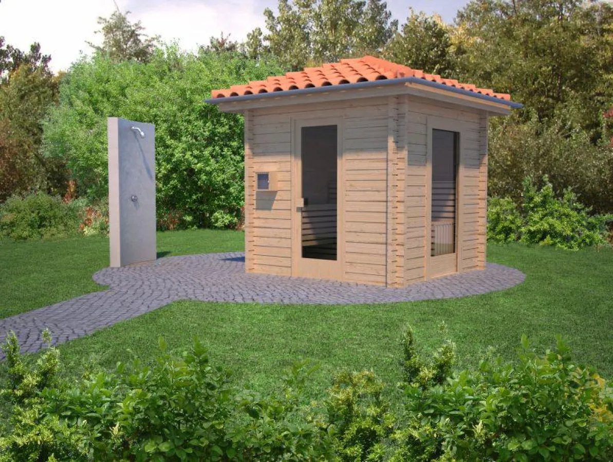 Die Saunahäuser von Blockhaus Westerhoff bieten Raum für Entspannung im eigenen Garten.