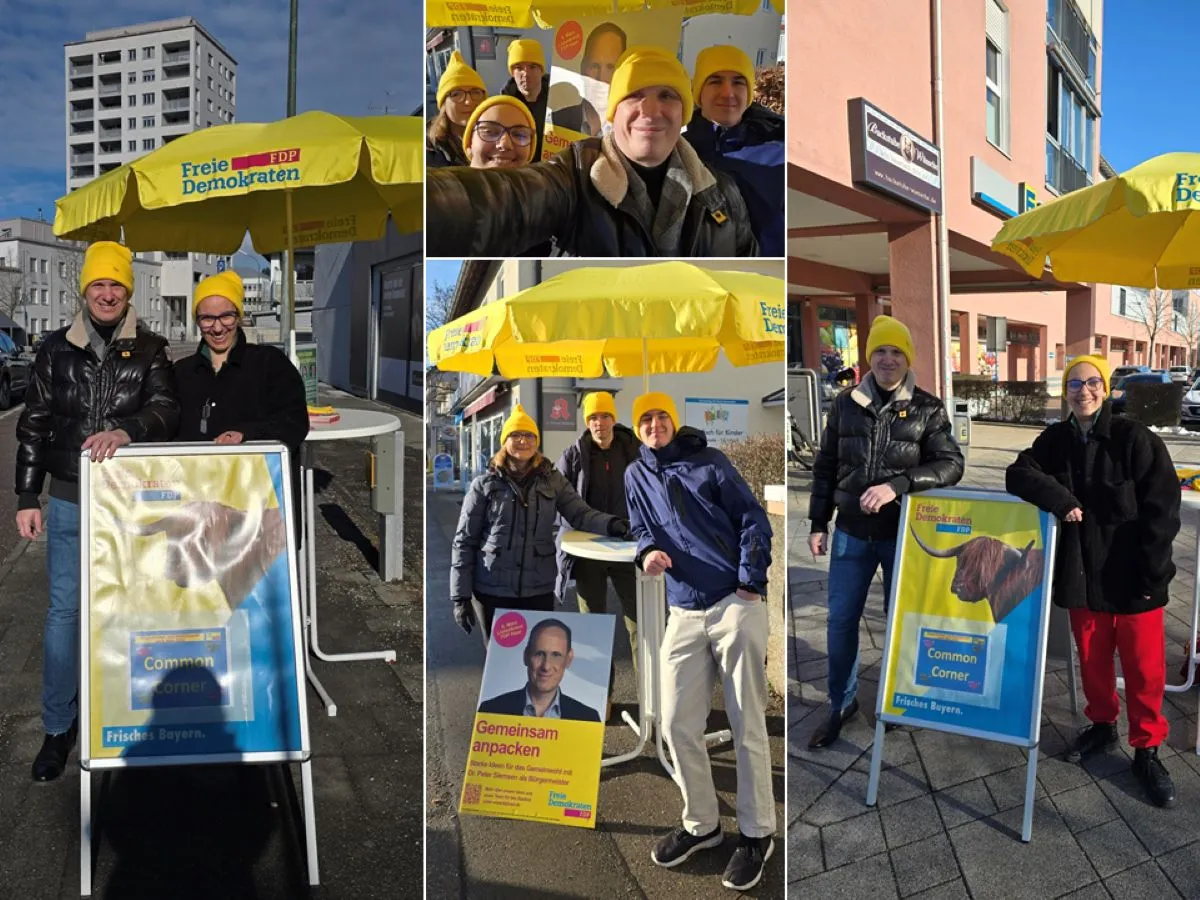 Die Common Corners der „Gelbmützen“ in Haar wecken Interesse für die Kommunalwahl am 8. März 2026. (© FDP Haar)