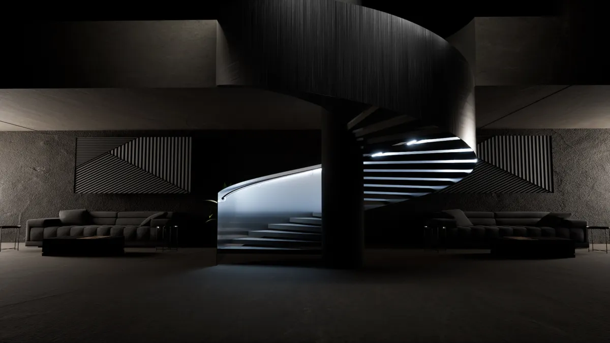 Ästhetische LED- Beleuchtung für Wendeltreppen  (© Lux Glender GmbH)