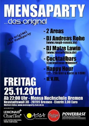 Bild: Mensaparty ...das Original! Traditionelle AStA Mensaparty am 25.11.2011