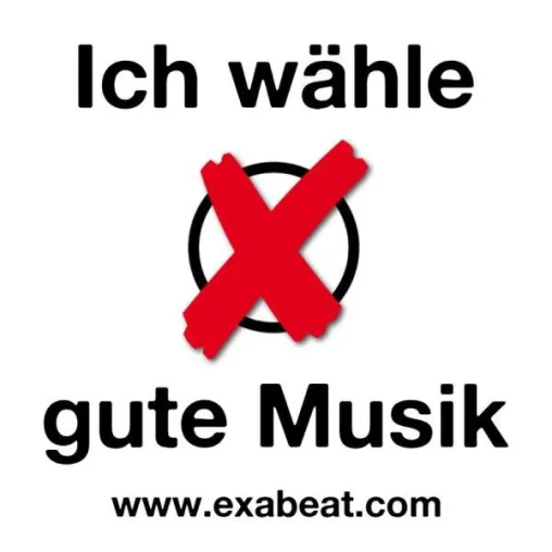 Berliner Label mischt sich in den Wahlkampf ein - exabeat records wirbt mit Aufkleber-Aktion für gute Musik Bild: Berliner Label mischt sich in den Wahlkampf ein - exabeat records wirbt mit Aufkleber-Aktion für gute Musik
