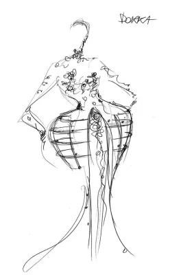 Bild: L`Oreal Model Dorka Banki trägt auf Opernredoute aufsehenerregende Robe von ardea luh