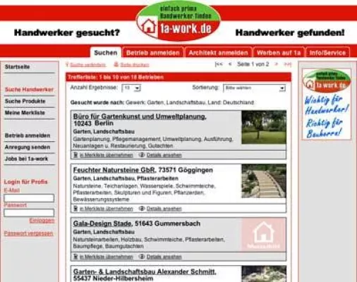 Bild: 1a-work.de, das Suchportal speziell für das Bauhandwerk geht live