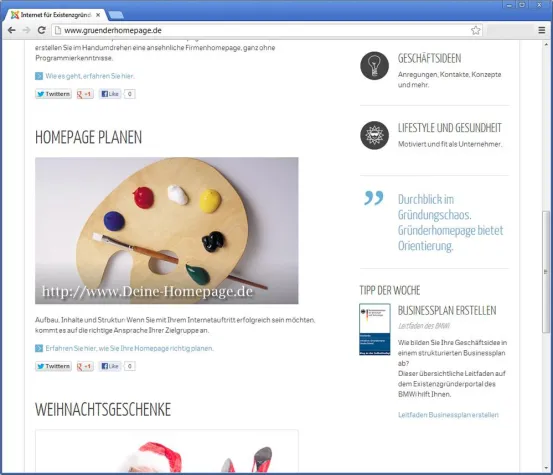 Erfolgreiche Homepage für Existenzgründer Bild: Erfolgreiche Homepage für Existenzgründer