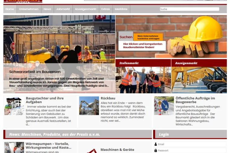 Baugewerbe-Online.info in neuem Design Bild: Baugewerbe-Online.info in neuem Design