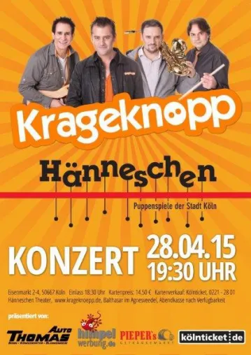 Bild: Krageknöpp laden am 28. April 2015 zum zweiten Mal ins „Hänneschen“ ein