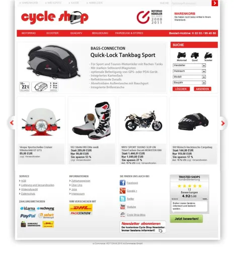 Cycleshop.de in frischem Design Onlineshop launcht Redesign Bild: Cycleshop.de in frischem Design Onlineshop launcht Redesign