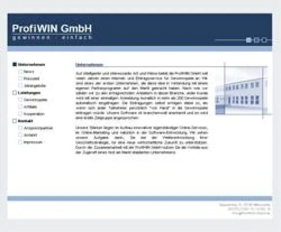 Erfahren aber keineswegs eingerostet - Relaunch der Unternehmens-Website der ProfiWIN Bild: Erfahren aber keineswegs eingerostet - Relaunch der Unternehmens-Website der ProfiWIN