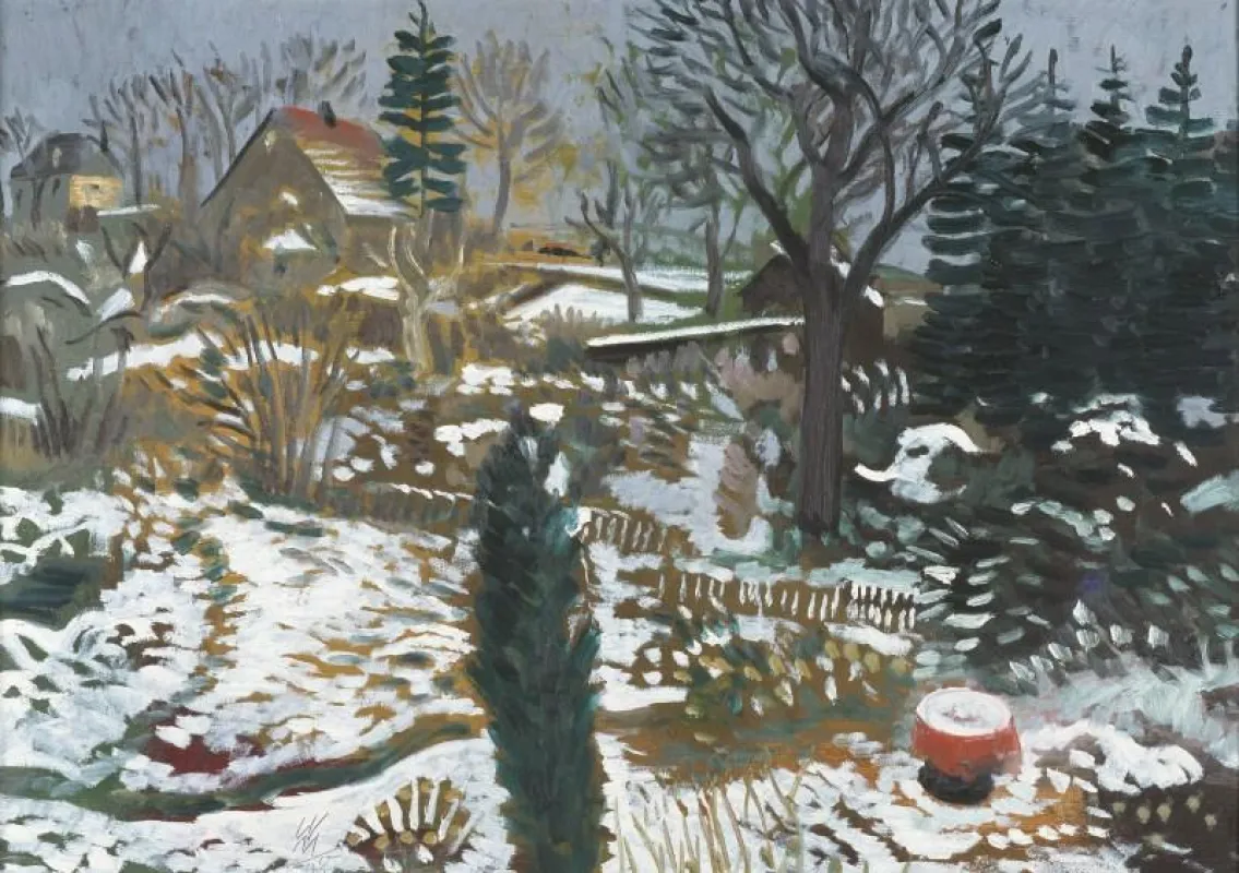Wolfgang Mattheuer,  Tauwetter, 1998, Öl auf Hartfaser, 50 x 70 cm