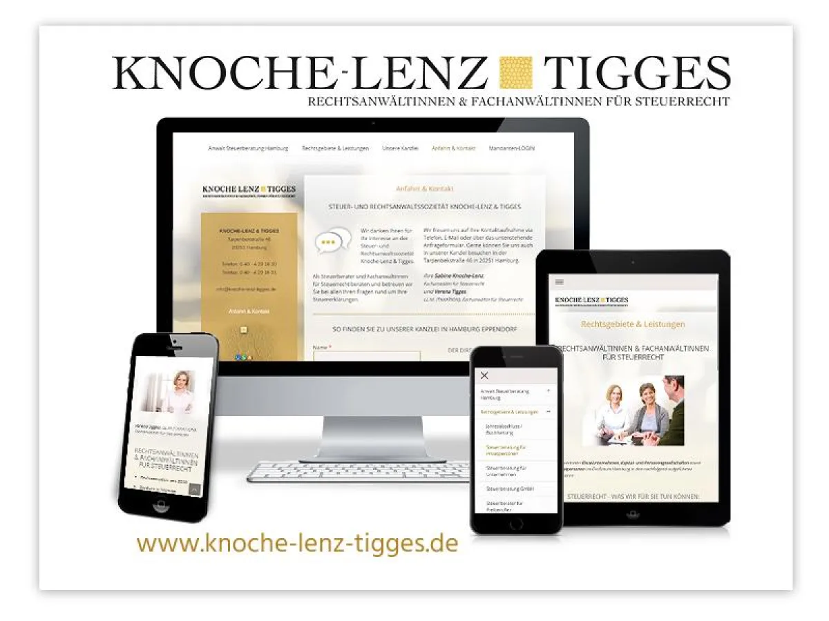 Die responsive Website der Rechtsanwaltssozietät KNOCHE-LENZ & TIGGES GbR, Hamburg