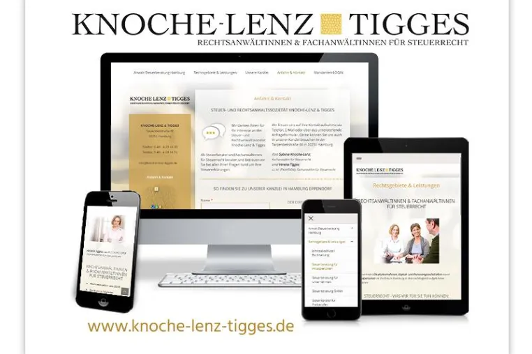 Steuerberater & Fachanwälte für Steuerrecht Rechtsanwaltssozietät KNOCHE-LENZ & TIGGES Hamburg launcht Website Bild: Steuerberater & Fachanwälte für Steuerrecht Rechtsanwaltssozietät KNOCHE-LENZ & TIGGES Hamburg launcht Website