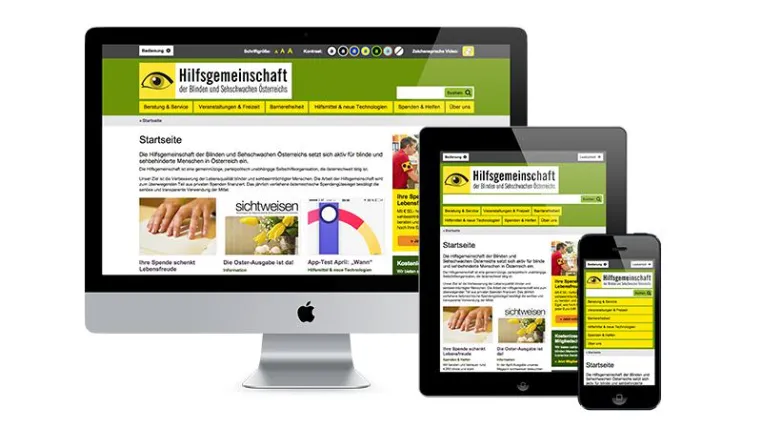 Zensations setzt Website-Relaunch für die Hilfsgemeinschaft der Blinden und Sehschwachen Österreichs um Bild: Zensations setzt Website-Relaunch für die Hilfsgemeinschaft der Blinden und Sehschwachen Österreichs um
