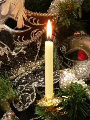 Bild: Festliche Weihnachtsbäume mit echten Kerzen