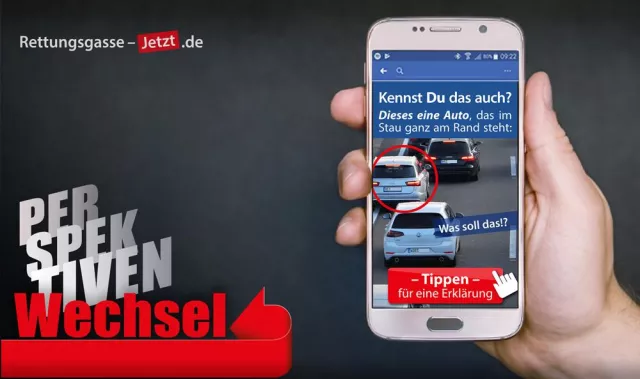 Bild: Neue Kampagne von Rettungsgasse-JETZT.de übernimmt Perspektive der Ignoranten