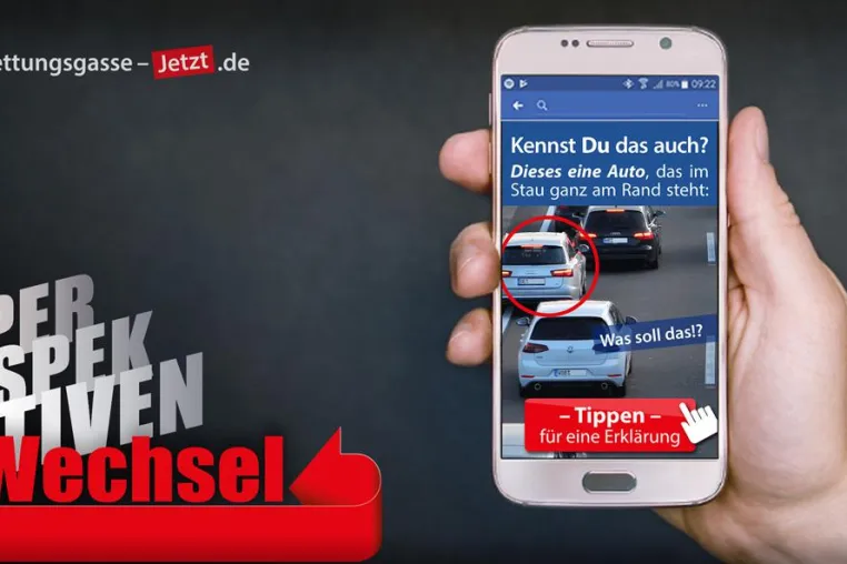 Bild: Neue Kampagne von Rettungsgasse-JETZT.de übernimmt Perspektive der Ignoranten