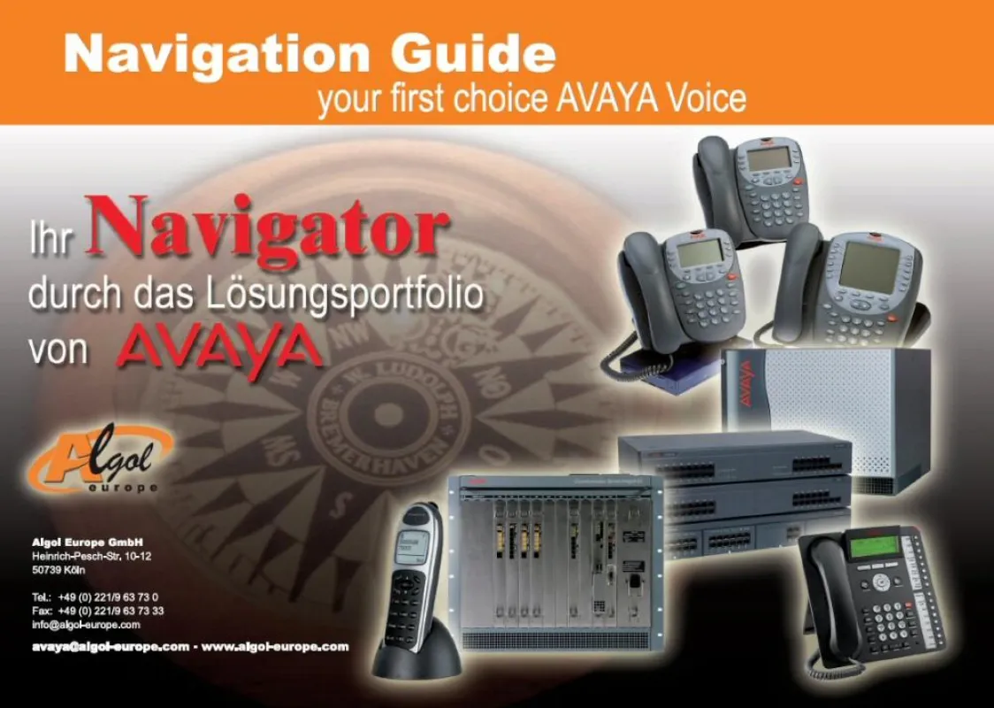 Deckblatt des Avaya Navigation Guide von Algol Europe