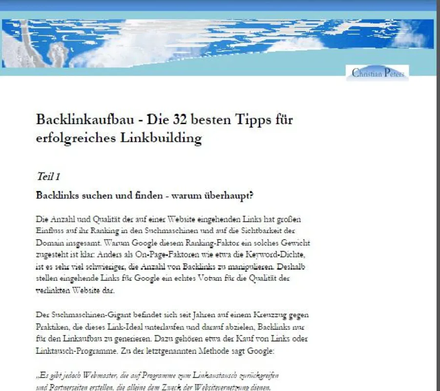 Leitfaden Backlinkaufbau