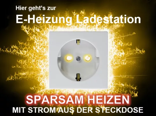 Bild: Sparsam HEIZEN MIT STROM aus der Steckdose SINNVOLL 