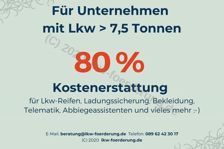 Förderung für Lkw-Unternehmen: Jetzt 80% Kosten sparen! Bild: Förderung für Lkw-Unternehmen: Jetzt 80% Kosten sparen!