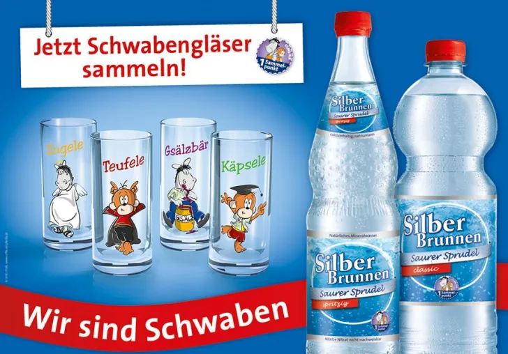 SilberBrunnen Sammelaktion - Schwäbisches Gläserset mit Äffle & Pferdle Bild: SilberBrunnen Sammelaktion - Schwäbisches Gläserset mit Äffle & Pferdle