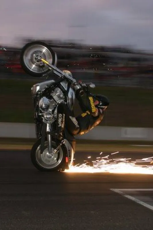 Stuntfahrer Rainer Schwarz zeigt am Samstag, 29. März, bei Harley Davidson in Ringingen bei Ulm zum Saisonstart im Rahmen der ?Open House?-Party spektakuläre Kunststücke.