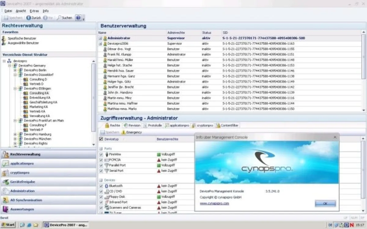 Eine übersichtliche Oberfläche erleichtert das Devicemanagement erheblich