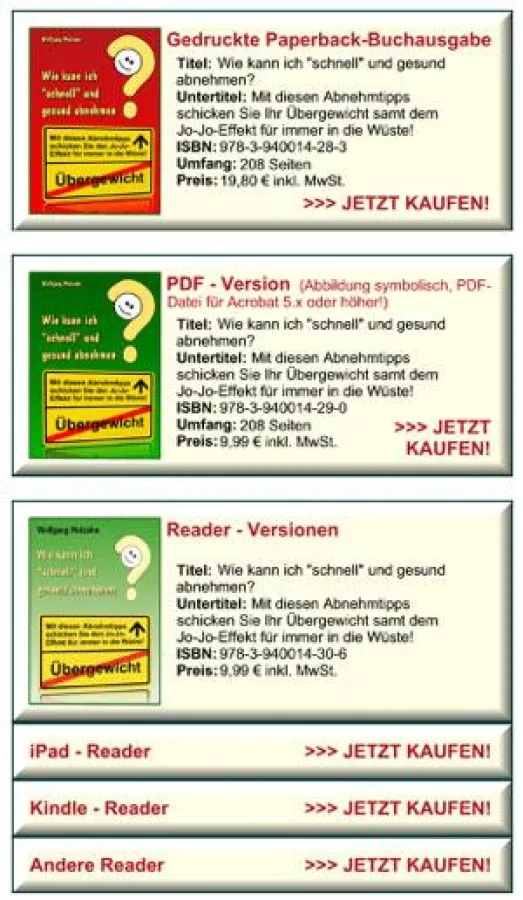 Buch-Versionen: Wie kann ich schnell und gesund abnehmen?