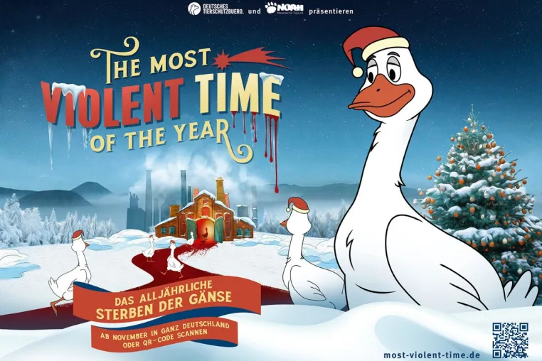 Bild: Keine Gans an Weihnachten - Aufklärungskampagne "The Most Violent Time Of The Year" zeigt Erfolg