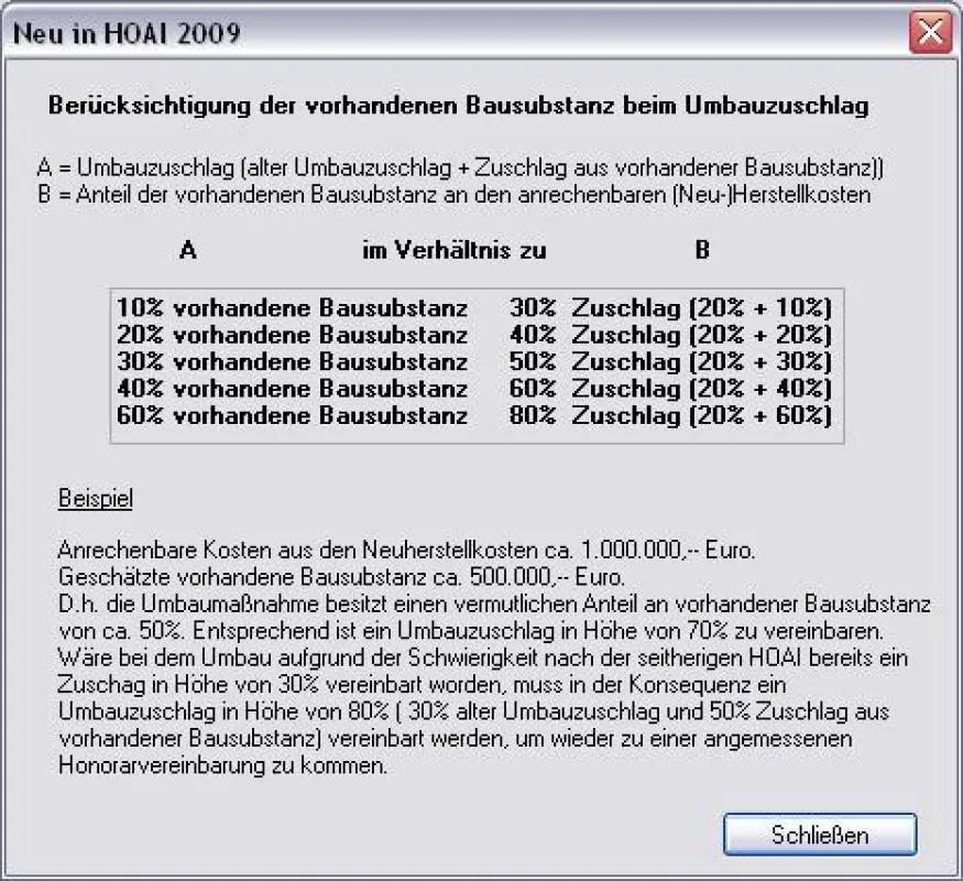 Berücksichtigung der Bausubstanz beim Umbauzuschlag