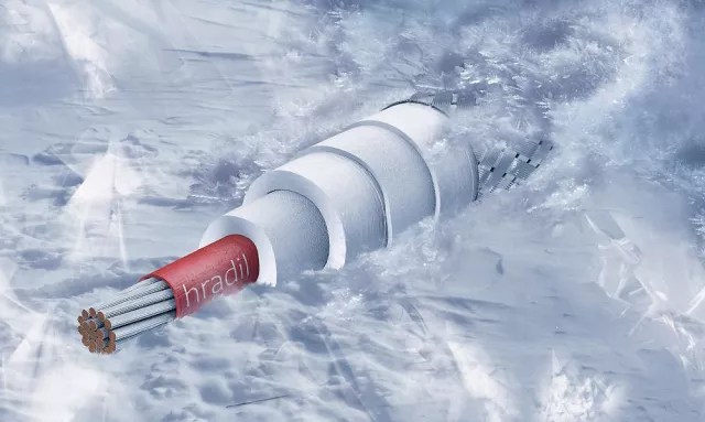 Bild: Das Kabel, das aus der Eishölle kommt. HRADIL Kabel für Niedrigtemperaturanwendungen bis -200°C