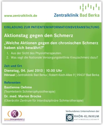 Bild: „Chronischer Schmerz- Was kann man tun?“ - Zentralklinik Bad Berka lädt wieder zum Schmerztag ein
