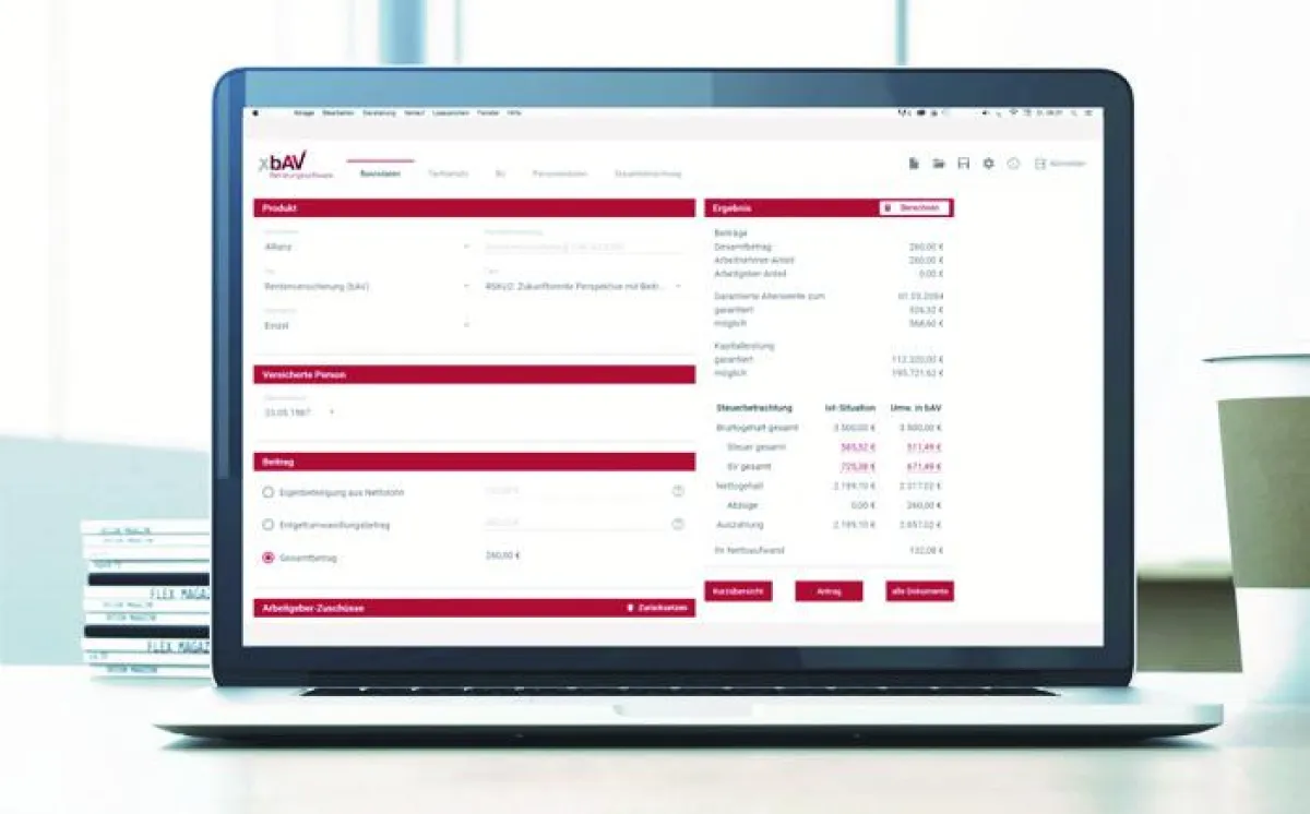 Der Schnellrechner führt in wenigen Schritten zum Angebot. (Quelle: xbAV)