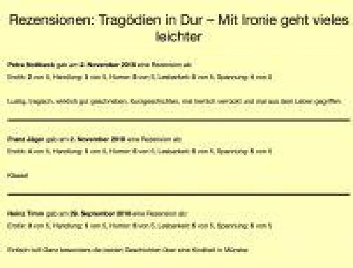 Wer etwas Zeit hat und bereits Bücher aus unserer Kollektion gelesen hat, den würde ich gern dazu einladen, eine Rezension dazu zu