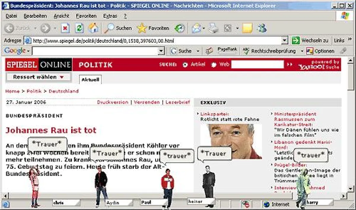 Erster virtueller Flashmob (Szene nachgestellt)