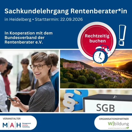Bild: Rentenberatung als Beruf mit Perspektive: Sachkundelehrgang startet in Heidelberg