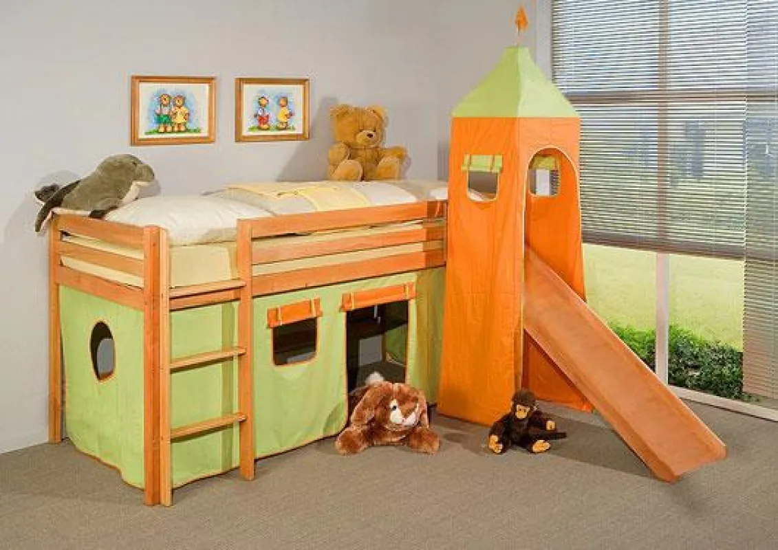 Spielbett / Hochbett Billy - Aus massiven Bucheholz - www.massivmoebel24.com