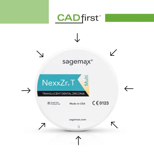 CADfirst integriert Sagemax® Multilayer Zirkonoxid Bild: CADfirst integriert Sagemax® Multilayer Zirkonoxid