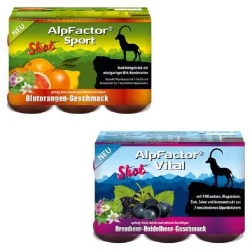 Bild: Produktlaunch Nahrungsergänzung und Sportgetränk AlpFactor Vital Shot und AlpFactor Sport Shot