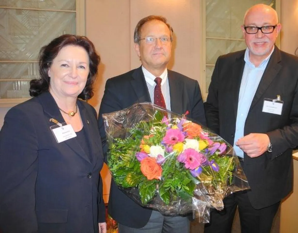 (v. li. n. re.) Gabriele Eick (DMV), Prof. Dr. Georg Donat (MC Leipzig),  Karl Georg Musiol (DMV)