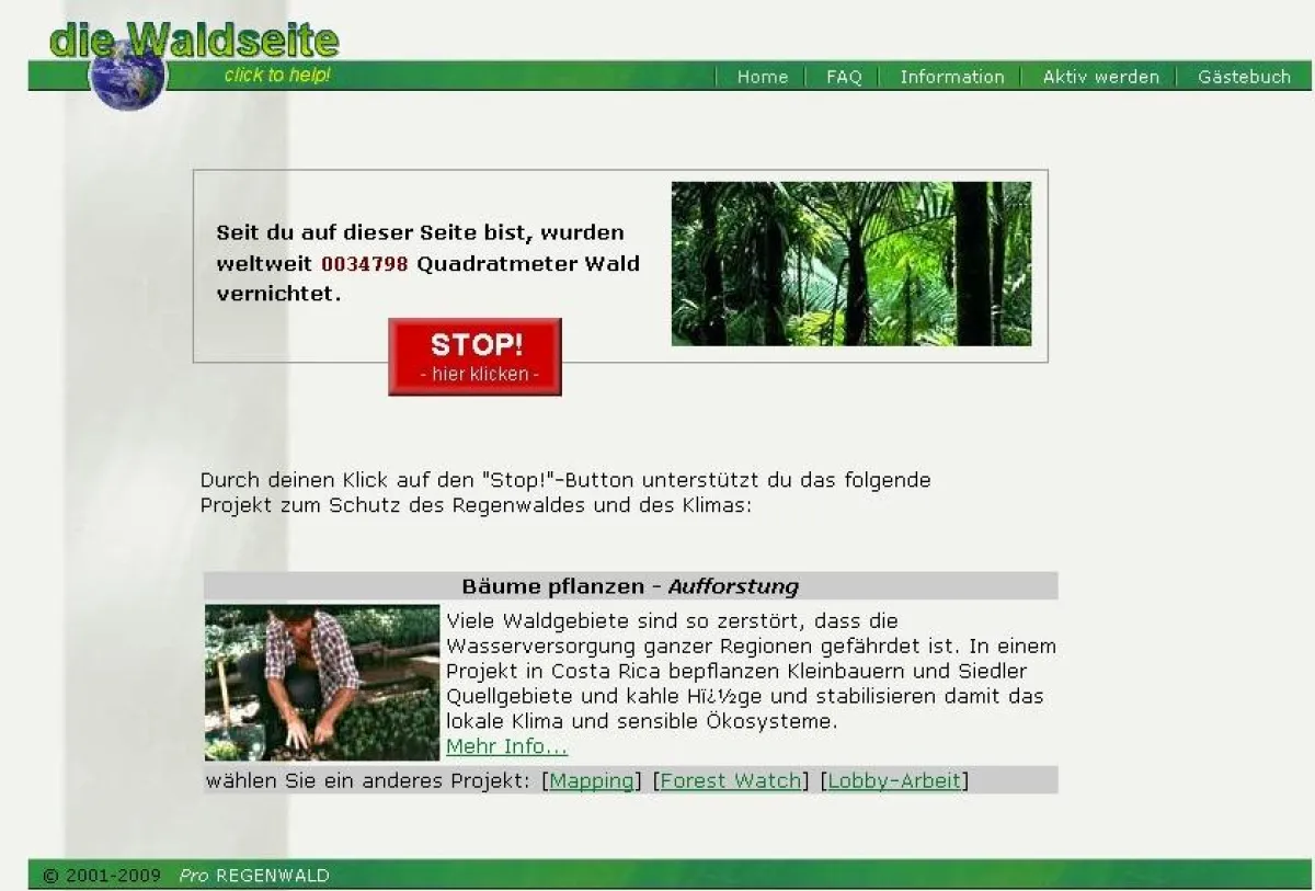 Regenwald retten mit der Waldseite: Jeder Klick hilft