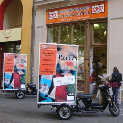 Bild: Medienwirksame Werbekampagne für Hobbyshop Rüther mit Ambientmedien von Poster4City