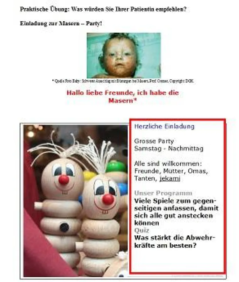 Pro und Kontra Masernparty - Selbststudium Impfen für Frauenärzte