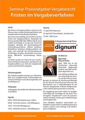 Bild: Seminar Praxisratgeber Vergaberecht - Fristen im Vergabeverfahren
