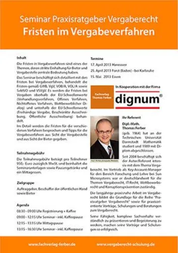 Bild: Seminar Praxisratgeber Vergaberecht - Fristen im Vergabeverfahren