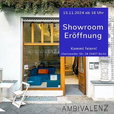 Bild: Einladung zur Eröffnung des neuen Showrooms von AMBIVALENZ in Berlin