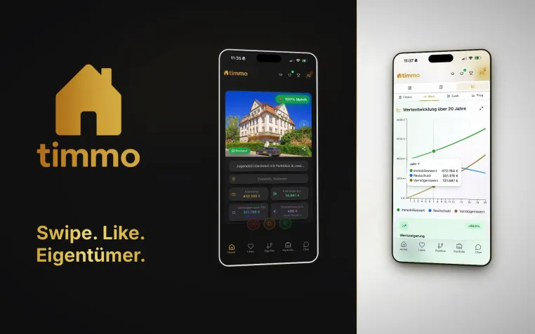 Swipe. Like. Eigentümer. — timmo bringt Kapitalanlage-Immobilien aufs Smartphone Bild: Swipe. Like. Eigentümer. — timmo bringt Kapitalanlage-Immobilien aufs Smartphone