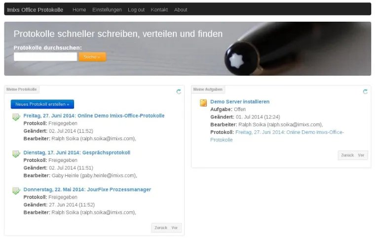 Besprechungsprotokolle jetzt einfach online erfassen Bild: Besprechungsprotokolle jetzt einfach online erfassen