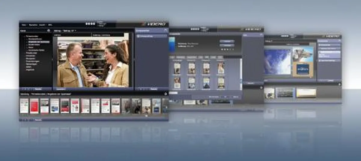 Intuitiv Inhalte kreieren und in Echtzeit steuern. Die Digital Signage Software Videro 3.0 ermöglicht nach dem „WYSIWYG-Prinzip“ und per einfachem „Drag and Drop“, Beiträge zu gestalten und ganze Send